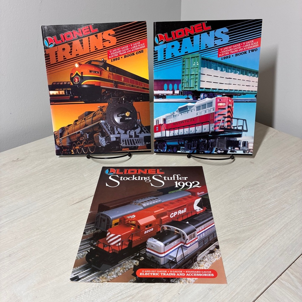Vintage Lionel Trains 1992 Catalog Lot with Book One & Two & Stocking Stuffers
